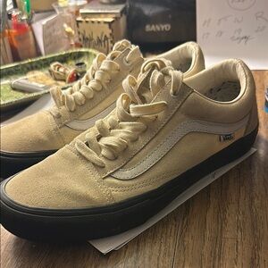 Vans Cream and Black Sneakers